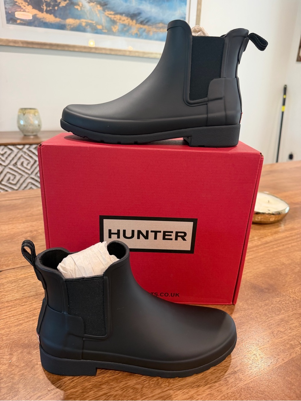 Hunter women Black Chelsea Rain Boots